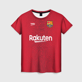 Женская футболка 3D с принтом FC Barcelona | Goalkeeper 2021/22 , 100% полиэфир ( синтетическое хлопкоподобное полотно) | прямой крой, круглый вырез горловины, длина до линии бедер | 0x000000123 | barca | barcelona | elclasico | la liga | messi | pre match | барса | барселона | классико | месси