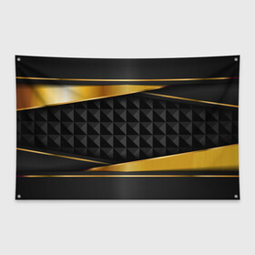Флаг-баннер с принтом 3D luxury black gold Плиты 3Д , 100% полиэстер | размер 67 х 109 см, плотность ткани — 95 г/м2; по краям флага есть четыре люверса для крепления | luxury | versace | vip | абстракция | версаче | вип | паттерн | роскошь | текстуры