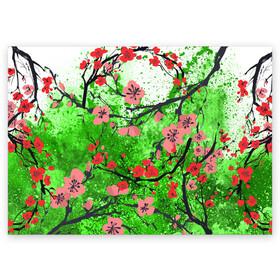 Поздравительная открытка с принтом Сакура | Sakura (Z) , 100% бумага | плотность бумаги 280 г/м2, матовая, на обратной стороне линовка и место для марки
 | chery | flowers | japan | roses | sakura | вишнёвый цвет | вишня | растения | розы | ромашка | сакура | тюльпаны | хана | ханами | цветы | цветы сакуры | япония