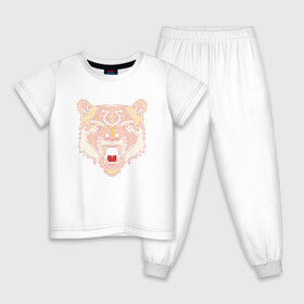 Детская пижама хлопок с принтом Морда медведя , 100% хлопок |  брюки и футболка прямого кроя, без карманов, на брюках мягкая резинка на поясе и по низу штанин
 | bear | голова | голова медведя | зверь | медведь | мишка