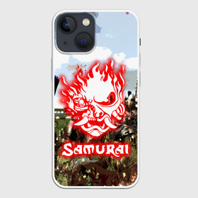 Чехол для iPhone 13 mini с принтом SAMURAI | CYBERPUNK ,  |  | 2077 | cd projekt red | cyberpunk | cyberpunk 2077 | game | samurai | арт | будущее | видеоигра | игра | киберпанк | киберпанк 2077 | киборг | киборги