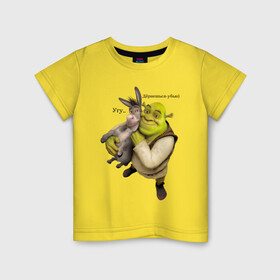 Детская футболка хлопок с принтом Shrek-Donkey , 100% хлопок | круглый вырез горловины, полуприлегающий силуэт, длина до линии бедер | dreamworks | shrek | арт | лого | мультфильм | постер | шрек