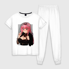 Женская пижама хлопок с принтом Diana , 100% хлопок | брюки и футболка прямого кроя, без карманов, на брюках мягкая резинка на поясе и по низу штанин | anime | art | boing | boobs | cute | demon | devil | diana | girl | gura | hololive | kawai | kawaii | manga | амелия | аниме | анимешная | арт | девочка | девушка | демонесса | дьяволица | каваи | кавай | кудере | манга | милая | невеста | фата