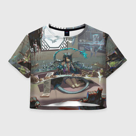 Женская футболка Crop-top 3D с принтом Arknights Clay , 100% полиэстер | круглая горловина, длина футболки до линии талии, рукава с отворотами | anime | arknights | art | girl | manga | аниме | арт | девушка | манга