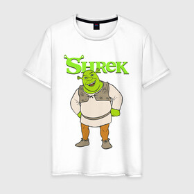 Мужская футболка хлопок с принтом Shrek | Шрек (Z) , 100% хлопок | прямой крой, круглый вырез горловины, длина до линии бедер, слегка спущенное плечо. | dreamworks | shrek | зелёный огр | мульт | мультфильм | приключения