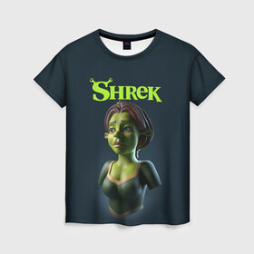 Женская футболка 3D с принтом Fiona Фиона (Z) , 100% полиэфир ( синтетическое хлопкоподобное полотно) | прямой крой, круглый вырез горловины, длина до линии бедер | dreamworks | fiona | shrek | зелёный огр | мульт | мультфильм | приключения | фиона