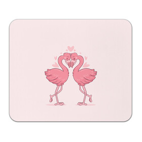 Коврик для мышки прямоугольный с принтом Влюбленные Фламинго , натуральный каучук | размер 230 х 185 мм; запечатка лицевой стороны | love | влюбленные фламинго | любовь | птицы | сердечки