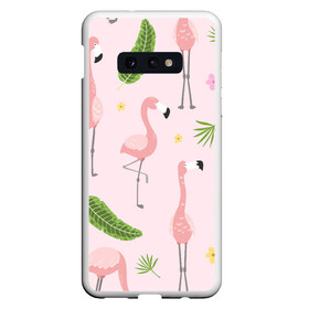 Чехол для Samsung S10E с принтом Фламинго , Силикон | Область печати: задняя сторона чехла, без боковых панелей | pink flamingo | листья | птицы | фламинго | цветы