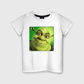 Детская футболка хлопок с принтом Shrek | Зеленый Орк (Z) , 100% хлопок | круглый вырез горловины, полуприлегающий силуэт, длина до линии бедер | dreamworks | shrek | зелёный огр | мульт | мультфильм | приключения