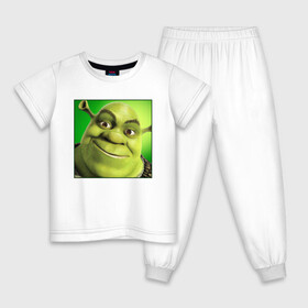 Детская пижама хлопок с принтом Shrek | Зеленый Орк (Z) , 100% хлопок |  брюки и футболка прямого кроя, без карманов, на брюках мягкая резинка на поясе и по низу штанин
 | dreamworks | shrek | зелёный огр | мульт | мультфильм | приключения