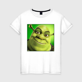 Женская футболка хлопок с принтом Shrek | Зеленый Орк (Z) , 100% хлопок | прямой крой, круглый вырез горловины, длина до линии бедер, слегка спущенное плечо | dreamworks | shrek | зелёный огр | мульт | мультфильм | приключения