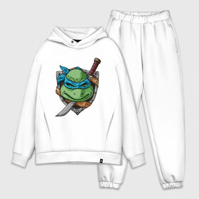 Мужской костюм хлопок OVERSIZE с принтом Леонардо   Leonardo ,  |  | donatello | leonardo | michelangelo | ninja | pizza | raphael | turtles | воин | донателло | животные | комикс | комиксы | леонардо | микеланджело | мультфильм | мутант | мутанты | ниндзя | пицца | рафаэль | сплинтер | супергерой