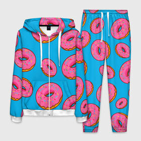 Мужской костюм 3D с принтом Пончики , 100% полиэстер | Манжеты и пояс оформлены тканевой резинкой, двухслойный капюшон со шнурком для регулировки, карманы спереди | еда | круг | кружки | пища | пончики | пончики гомера | симпсоны | цветные пончики