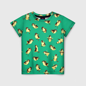 Детская футболка 3D с принтом Цыплята , 100% гипоаллергенный полиэфир | прямой крой, круглый вырез горловины, длина до линии бедер, чуть спущенное плечо, ткань немного тянется | воробьи | гуси | гусь | птенец | птицы | цыпа | цыплёнок | цыплята