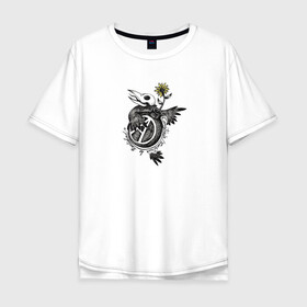 Мужская футболка хлопок Oversize с принтом The Anarchy Bomb , 100% хлопок | свободный крой, круглый ворот, “спинка” длиннее передней части | анархия | бомба | знак | птица | цветок | череп