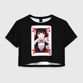 Женская футболка Crop-top 3D с принтом Jabami Yumeko (Безумный Азарт) , 100% полиэстер | круглая горловина, длина футболки до линии талии, рукава с отворотами | ahegao | girl | girls | jabami | japan | kakegurui | senpai | waifu | yumeko | азарт | аниме | ахегао | безумный | вайфу | девушка | джабами | игра | карта | карты | манга | семпай | сенпай | тян | тяночка | юмэко | япония