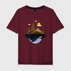 Мужская футболка хлопок Oversize с принтом Abstract Geometry Shark Island , 100% хлопок | свободный крой, круглый ворот, “спинка” длиннее передней части | art | fish | geometric print | minimal | minimalism | minimalist | mountains | абстрактный принт | абстрактный рисунок | абстракция | акула | акулий остров | акулы | арт | геометрический принт | геометрический рисунок | горы