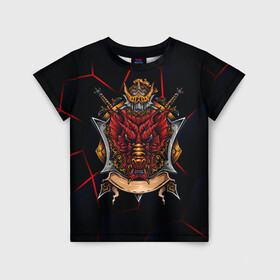 Детская футболка 3D с принтом Красный китайский дракон , 100% гипоаллергенный полиэфир | прямой крой, круглый вырез горловины, длина до линии бедер, чуть спущенное плечо, ткань немного тянется | викинг | дракон | китай | китайский дракон | красный дракон | мифология | рыцарь | шлеп