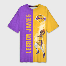 Платье-футболка 3D с принтом Леброн NBA ,  |  | basketball | lakers | lebron | media | nba | toplanding | баскетболл | леброн | лейкерс | лого баскетбольных клубов | лос анджелес | нба