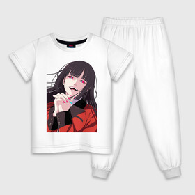 Детская пижама хлопок с принтом Kakegurui Yumeko , 100% хлопок |  брюки и футболка прямого кроя, без карманов, на брюках мягкая резинка на поясе и по низу штанин
 | anime | girl | kakegurui | manga | yumeko | аниме | девушка | манга | юмеко