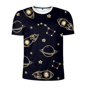 Мужская футболка 3D спортивная с принтом космос , 100% полиэстер с улучшенными характеристиками | приталенный силуэт, круглая горловина, широкие плечи, сужается к линии бедра | вселенная | звёздный путь | звёзды | космос | небо ночью | планеты | полёт | ракета | созвездие