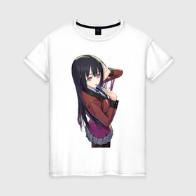 Женская футболка хлопок с принтом Kakegurui Yumeko Jabami , 100% хлопок | прямой крой, круглый вырез горловины, длина до линии бедер, слегка спущенное плечо | anime | girl | jabami | kakegurui | manga | yumeko | аниме | девушка | джабами | какегуруи | манга | юмеко