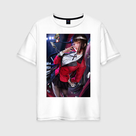 Женская футболка хлопок Oversize с принтом Kakegurui Yumeko Jabami art , 100% хлопок | свободный крой, круглый ворот, спущенный рукав, длина до линии бедер
 | anime | girl | jabami | kakegurui | manga | yumeko | аниме | арт | девушка | джабами | какегуруи | манга | юмеко