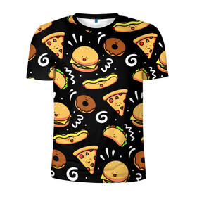 Мужская футболка 3D спортивная с принтом Фастфуд , 100% полиэстер с улучшенными характеристиками | приталенный силуэт, круглая горловина, широкие плечи, сужается к линии бедра | Тематика изображения на принте: burger | cheese | donut | food | hot dog | pizza | sandwich | бургер | еда | пицца | пончик | сыр | сэндвич | фастфуд | хот дог