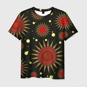 Мужская футболка 3D с принтом солнце | Sun , 100% полиэфир | прямой крой, круглый вырез горловины, длина до линии бедер | star | sun | желтый | звезда | красный | солнце | узорчатый | чернить