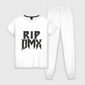 Женская пижама хлопок с принтом RIP DMX , 100% хлопок | брюки и футболка прямого кроя, без карманов, на брюках мягкая резинка на поясе и по низу штанин | dmx | dog | earl simmons | hip hop | music | new york | rap | rapper | rip | ruff ryders | диэмикс | музыка | нью йорк | пёс | рэп | рэпер | хипхоп | эрл симмонс