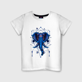 Детская футболка хлопок с принтом Магические знаки Слон , 100% хлопок | круглый вырез горловины, полуприлегающий силуэт, длина до линии бедер | голова | индия | магия | неон | орнамент | роспись | слон | стрелы | эзотерика | этнос