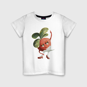 Детская футболка хлопок с принтом Редиска , 100% хлопок | круглый вырез горловины, полуприлегающий силуэт, длина до линии бедер | арт | иллюстрация | красный | овощи | принт | растения | танец