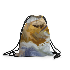 Рюкзак-мешок 3D с принтом FET , 100% полиэстер | плотность ткани — 200 г/м2, размер — 35 х 45 см; лямки — толстые шнурки, застежка на шнуровке, без карманов и подкладки | abstract | feathers | абстракция | желтое | мазки | перья