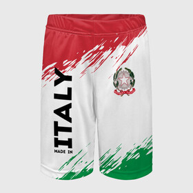 Детские спортивные шорты 3D с принтом MADE IN ITALY ,  100% полиэстер
 | пояс оформлен широкой мягкой резинкой, ткань тянется
 | italy | made in italy | герб италии | герб италия | италия | италия герб | италия флаг | италия форма | италия футбол | сделано в италии | флаг италии | флаг италия | форма италии | форма италия