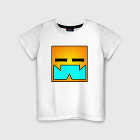 Детская футболка хлопок с принтом Geometry Dash RobTop (Z) , 100% хлопок | круглый вырез горловины, полуприлегающий силуэт, длина до линии бедер | 2d | arcade | game | geometry dash | meltdown | robtop | аркада | геометрический тире | раннер