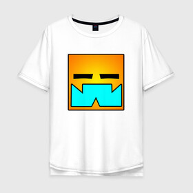 Мужская футболка хлопок Oversize с принтом Geometry Dash RobTop (Z) , 100% хлопок | свободный крой, круглый ворот, “спинка” длиннее передней части | 2d | arcade | game | geometry dash | meltdown | robtop | аркада | геометрический тире | раннер