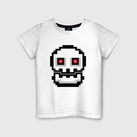 Детская футболка хлопок с принтом Skull | Geometry Dash , 100% хлопок | круглый вырез горловины, полуприлегающий силуэт, длина до линии бедер | 2d | dash | demon | demons | devil | game | games | geometry | pixel | pixels | skull | геометрия | демон | дьявол | игра | пикслели | платформер | череп