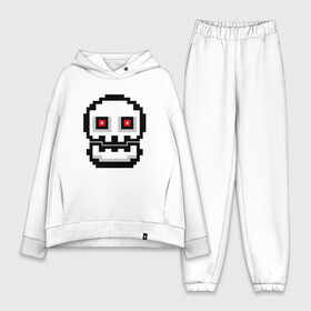 Женский костюм хлопок Oversize с принтом Skull | Geometry Dash ,  |  | 2d | dash | demon | demons | devil | game | games | geometry | pixel | pixels | skull | геометрия | демон | дьявол | игра | пикслели | платформер | череп