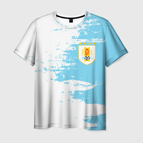 Мужская футболка 3D с принтом Сборная Уругвая , 100% полиэфир | прямой крой, круглый вырез горловины, длина до линии бедер | кавани | португалия | россия | спорт | суарес | уругвай | футбол | чемпионат мира | чемпионат мира по футболу | чм | эдинсон кавани