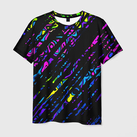 Мужская футболка 3D с принтом OVERLAP , 100% полиэфир | прямой крой, круглый вырез горловины, длина до линии бедер | lines | абстракция | геометрия | жидкость | линии | полосы | разводы | разноцветный | текстура