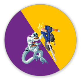 Коврик для мышки круглый с принтом Yellow vs purple , резина и полиэстер | круглая форма, изображение наносится на всю лицевую часть | Тематика изображения на принте: anime | dragon ball | аниме | анимэ | драгон бал | дрэгон бол | жемчуг дракона