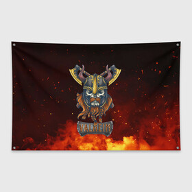 Флаг-баннер с принтом Valheim Череп викинга , 100% полиэстер | размер 67 х 109 см, плотность ткани — 95 г/м2; по краям флага есть четыре люверса для крепления | fantasy | mmo | valheim | valve | валхейм | вальхейм | викинги | выживалка | игра | королевская битва | ммо | ролевая игра | фэнтази