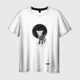 Мужская футболка 3D с принтом Yami: cell 3D , 100% полиэфир | прямой крой, круглый вырез горловины, длина до линии бедер | black | cell | dark | monster | yami | дырка в груди | зубы | клыки | оскал | отверстие в груди | тьма | улыбка