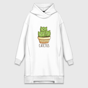 Платье-худи хлопок с принтом Котики Кактусы Catctus ,  |  | cactus | cat | cats | cute cactus | english words | kitten | kitty | puss | pussy | pussycat | кактус в горшке | киски | кисы | котёнок | котики | коты в виде кактусов | коты кактусы | котята | котята кактусы | котятки | кошечки | кошка | мил