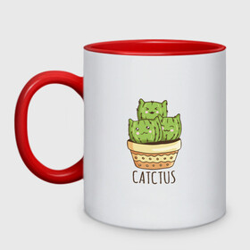 Кружка двухцветная с принтом Котики Кактусы Catctus , керамика | объем — 330 мл, диаметр — 80 мм. Цветная ручка и кайма сверху, в некоторых цветах — вся внутренняя часть | Тематика изображения на принте: cactus | cat | cats | cute cactus | english words | kitten | kitty | puss | pussy | pussycat | кактус в горшке | киски | кисы | котёнок | котики | коты в виде кактусов | коты кактусы | котята | котята кактусы | котятки | кошечки | кошка | мил