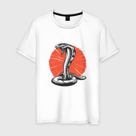 Мужская футболка хлопок с принтом Японская Кобра | Japan Cobra , 100% хлопок | прямой крой, круглый вырез горловины, длина до линии бедер, слегка спущенное плечо. | Тематика изображения на принте: art | asp | aspid | cobra kai | japanese | poison | poisoned | red sun | snake | vemonous | venom | viper | арт | вайпер | восходящее солнце | змея | иллюстрация | кобра кай | красное солнце | рисунок кобры | солнце | яд | яд