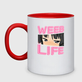 Кружка двухцветная с принтом Weeb life , керамика | объем — 330 мл, диаметр — 80 мм. Цветная ручка и кайма сверху, в некоторых цветах — вся внутренняя часть | ahegao | anime | baka | chibi | desu | japan | kohai | nani | neko | otaku | senpai | sensei | waifu | weeaboo | weeb | аниме | анимешник | анимешница | ахегао | бака | вайфу | виабу | десу | кохай | культура | нани | неко | отаку | сенпай | сенсеи | трен