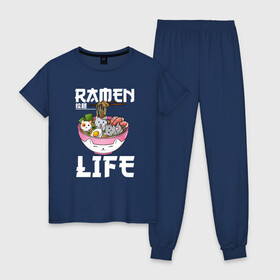 Женская пижама хлопок с принтом Ramen life , 100% хлопок | брюки и футболка прямого кроя, без карманов, на брюках мягкая резинка на поясе и по низу штанин | ahegao | anime | baka | chibi | desu | japan | kohai | nani | neko | otaku | senpai | sensei | waifu | weeaboo | weeb | аниме | анимешник | анимешница | ахегао | бака | вайфу | виабу | десу | кохай | культура | нани | неко | отаку | сенпай | сенсеи | трен