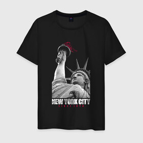 Мужская футболка хлопок с принтом Statue Of Liberty , 100% хлопок | прямой крой, круглый вырез горловины, длина до линии бедер, слегка спущенное плечо. | Тематика изображения на принте: америка | география | города | нью йорк | статуя свободы | страны | сша | туристам
