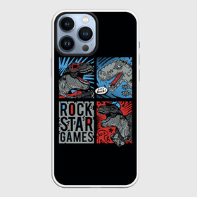 Чехол для iPhone 13 Pro Max с принтом Rock Star Dino Динозавр геймер ,  |  | dino | games | roar | rock | rock star | t rex | дино | динозавр | динозавры | рок | рокер